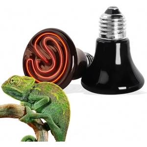 100W Mini Reptile Heat Lamp Bulb E26 Base Non-Light Emitting Infrared Ceramic Heat Emitter for Terrariums Turtles, Lizards, Snakes, and Small Pets 2-Pack