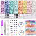 Adnsxzyj Bracelet Making Kit - 3860 Pcs Clay Beads for Friendship Bracelet Kit - DIY Jewelry Making Set with 26 Types Letter Beads,for Anklets,Bracelets, NecklacesEarrings