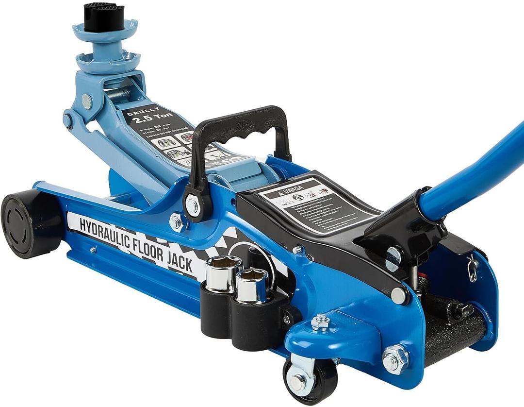 Floor Jack Kit 2.5 Ton (5,500 lbs) | Car Jack - Hydraulic Low Profile Trolley Jack - Tire Tool for SUV and Auto with Lug Wrench Blue