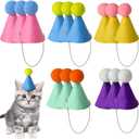 15 Pcs Mini Party Hats for Stuffed Animals - Small Cone Hats with Elastic String for Dolls, Cats, Dogs, Rabbits, Puppies, Pet Birthday Party Decorations & Photo Props - Multicolor, 1.9''x 3.1''