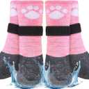 BEAUTYZOO Anti Slip Dog Socks Boots, Dog Shoes for Hot/Cold Pavement Snow Rain Days,Waterproof Grip Dog Booties Paw Protector for Hardwood Floor, Prevent Licking for Small Medium Large Senior Old Dogs
