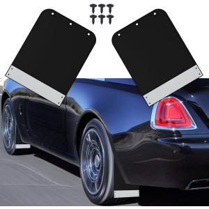 2 Pack Universal Mud Flaps, Black Splash Guards Car Mudguard with Night Reflectors Mudflaps and Screw Accessories Front and Rear Protection for Trucks Cars SUVs Vans (12.2" x 9.5")