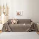 MEETSKY Sectional Couch Covers for 3 Cushion Sofa Pet Friendly, Washable Sofa Cover Chenille Couch Slipcover for Sectional Sofa, Thick Couch Protector Covers for Dogs Pets, 91" x 134" (Sand)