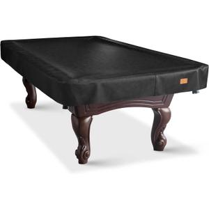 Heavy Duty Leatherette Billiard Pool Table Cover, Waterproof & Tearproof Cover for Pool Table 7/8/9FT (Black/Faux Lambskin, 9FT-(112"LX 62"WX 8H))