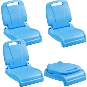AceOrbit 4 Pcs Pool Chairs Foldable Poolside Chairs for Edge of Pool, Portable Seat for Outdoor Beach, Stadium, Durable ABS Plastic with Back Support (Blue), 15.75 x 11.81 x 15.35 inches