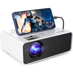 Movie Projector, SMONET 1080P HD Projector 7500L Home Projector Video TV Projector Mini Portable LED Projector Outdoor Indoor Wall Compatible with TV Stick Laptops PC PS5 HDMI USB