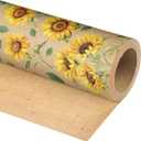 Altarho Kraft Sunflower Wrapping Paper Roll - Watercolor Sunflower Floral Gift Wrap Design for Birthday Holiday Wedding Bridal Shower Mothers Day Total 28.5 sq.ft, 6 sheet