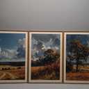 KAIRNE Framed Vintage Watercolor Landscape Wall Art Set of 3, Nature Country Scenery Art Prints, Rustic Farmhouse Wall Decor, Calming Pastoral Paintings for Living Room Bedroom Office, 16x24 Inch