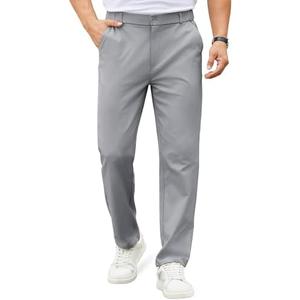 COOFANDY Mens Casual Chino Pants Elastic Waist Lightweight Trousers Classic-Fit Business Dress Pants with Pockets, Size: W3
