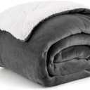 Bedsure GentleSoft Sherpa Fleece Twin Size Blanket for Couch, Non-Heated, Thick and Warm Throw for Women and Men, Soft Fuzzy Plush Twin Blanket for Winter, Charcoal, 60x80 Inches