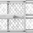 MYPET North States Paws Portable Pet Gate: 26-40" Wide. Pressure Mount. No tools needed. Made in USA. Dog Gate 23" Tall, Expandable, Durable Dog Gates for Doorways, Light Gray