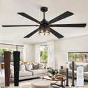 Fanbulous 65" Farmhouse Ceiling Fans with Lights and Remote,Industrial Large Ceiling Fan with 6-Speed Reversible DC Motor and 6 Dual Finish Blades,Black Ceiling Fan with Light for Living bedroom Patio