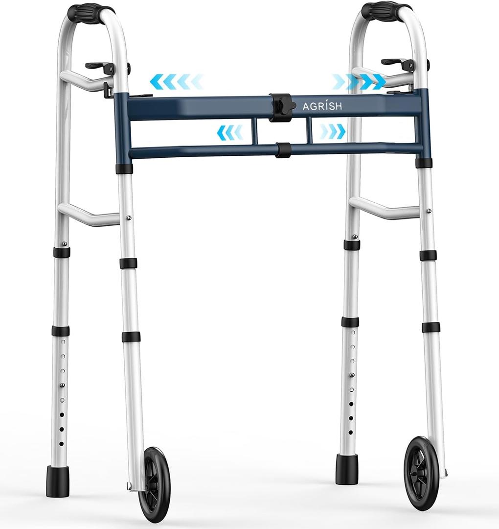 Narrow Walkers for Small Doorways - Width Height Adjustable Walker, Folding Walkers for Seniors Handicapped & Disabled, Standard Walkers for Tight Spaces, Steel Frame Support to 350 lbs