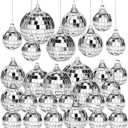 28 Pcs Disco Balls Ornaments Decoration Mirror Disco Ball Silver Ball Christmas Tree Ornaments for Home Holiday Birthday Wedding Dance Music Party Decorations, Assorted Sizes