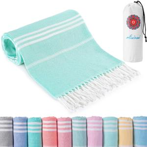 Antfuny Turkish Beach Towels Vacation Essentials Quick Dry Sand Free Oversized Bath Pool Swim Towel Extra Large XL Blanket Adult Travel Gift Cruise Accessories Must Haves Clearance Stuff Necessities (72 x 36 inch, Thinner Aqua)