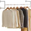 IBUYKE Industrial Pipe Clothes Rack, 50 Inch Wall Mounted Clothing Rack, Space-Saving Hanging Closet Rod, Heavy Duty Multi-Purpose Garment Rack for Closet and Laundry Room(4 Bases), White TYJ002W