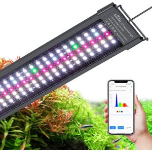 Bluetooth LED Aquarium Light with APP Control, 3 Modes for 18-24 Inch Fish Tank Light with Full Spectrum White Blue Red Green Lights, IP68 Waterproof with Extendable Brackets for Freshwater
