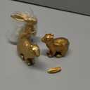 NEROSUN Resin Vintage Gold Bunny Decor Rabbit Figurines, Small Easter Bunny Figurine Set of 3, Vintage Easter Rabbit Statue Table for Home Decoration
