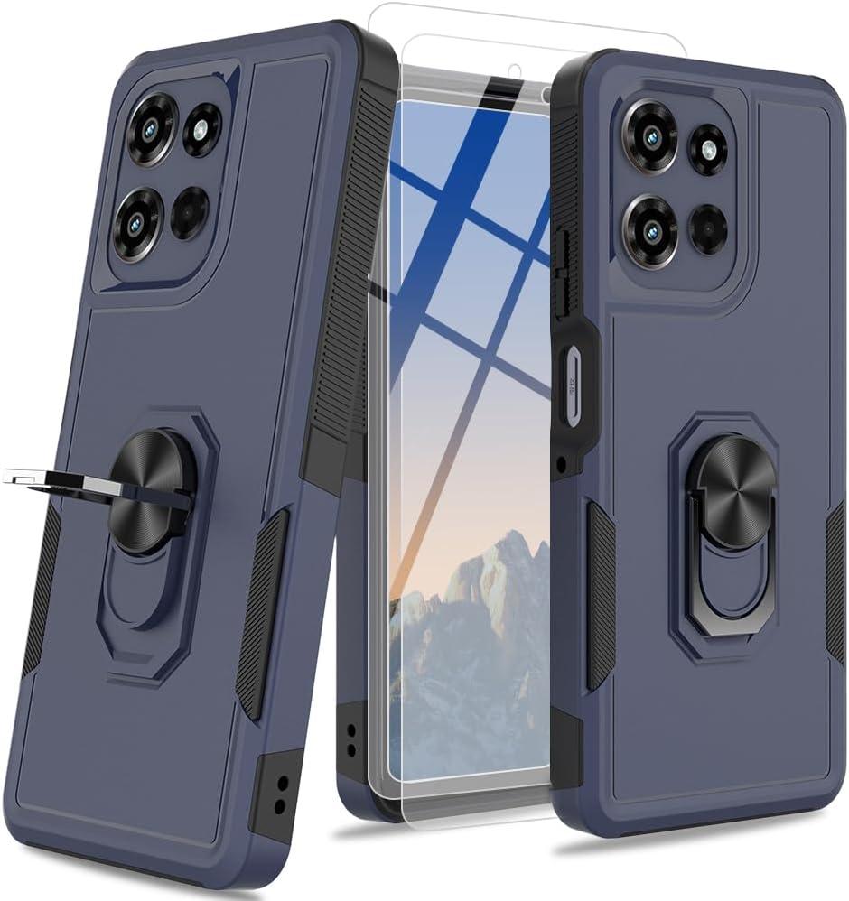 for Moto G 2025 Case [Not Fit Power/Stylus] [15 FT Military Grade Drop Protection], Motorola G 5G 2025 Case with 2X Tempered Glass Screen Protector, Shockproof Phone Case for Moto G 5G 2025 Dark Blue