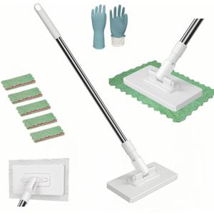 Convenient Cloth Changing Mini Mop with Clean Glove*1 and Reusable Cleaning Cloths*5,Clever and Portable No Wash Mops with One-Click Cloth Change Zero Touch Mop for Small Spaces,Corners