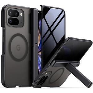 JUESHITUO for Pixel 10 Pro Fold Case: with Privacy Screen Protector, Hidden Kickstand, Protective Rugged Case for Pixel 10 Pro Fold, Hinge Protection, Black