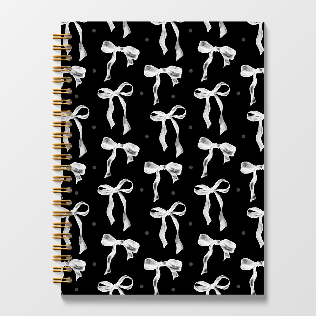 Poecinvi White Coquette Bow Spiral Journal Notebook 5.5x8.3, Preppy Spiral Notebooks, White Bow Journal Gifts for Women