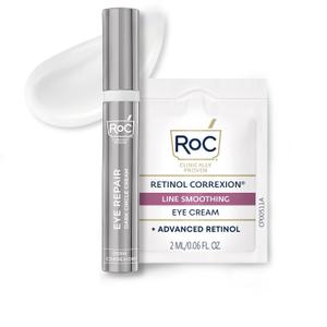 RoC Derm Correxion Retinol Eye Repair Dark Circle Cream Treatment with Niacinamide, Resveratrol, Proxygen for puffy eyes, wrinkles, and crow's feet with Line Smoothing Eye Packette