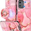 Buleens for Moto G Play 2024 Case 4G - with Ring Stand & Camera Cover Aesthetic Cute Designed for Women Girls Pretty Girly Fashion Unique Phone Case for Motorola G Play 2024 4G Compatible with Magsafe (Pink Watercolor)