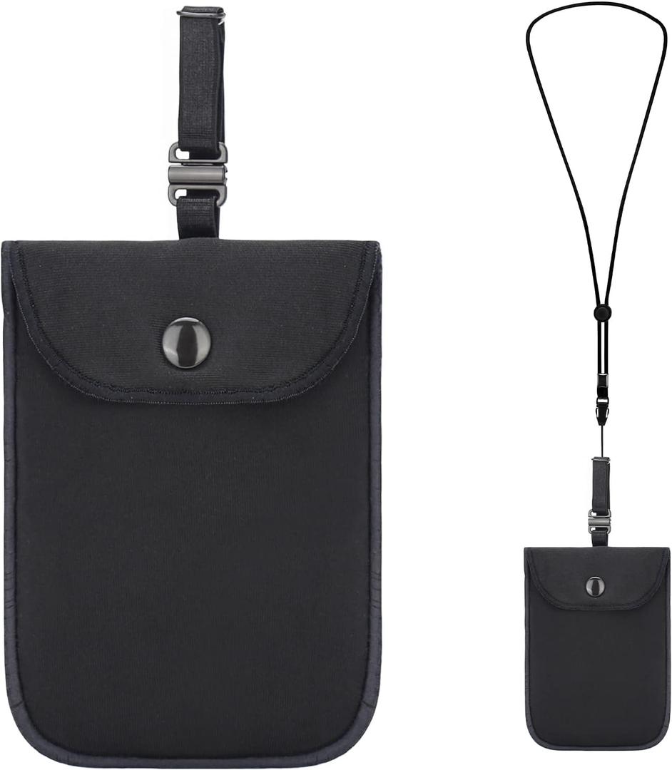 Hidden Bra Wallet, Travel Neck Pouch & Secert Money Pocket for Woman to Keep Valuables Safe for Secure Travel with Adjustable, Elastic Strap(Black)