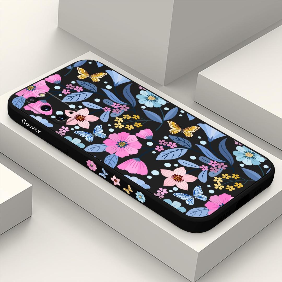 LEECG for Samsung Galaxy S20 Case Creative Flower Pattern Design Dropproof Slim Protective for Galaxy S20 Phone Cover 6.2 inch-Flower Black