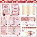 Sabary 428 Pcs She's Ready to Pop Baby Shower Games Set-8 Games Includes Baby Shower Bingo Price Is Right Guess Who Word Scramble Prediction and Advice How Big Is Mommy's Belly Don't Say the Words
