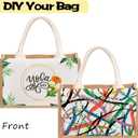 SOUJOY 6 Pack Burlap Tote Bags, Reusable Jute Gift Bags with Handles, Water Resistant Beach Bag, 14.7" x 9.8" x 4.5" Canvas Grocery Shopping Bag for Bridesmaid, DIY, Shopping, Wedding, Christmas