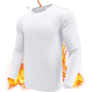 Men's Performance Long Sleeve T-Shirts, UPF 50+ Sun Protection Shirts, Athletic Gym Workout Shirts for Running, Medium, 1 Pack Fleece-lined White