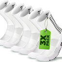 Lux Dual Grip Socks - Soccer Grip Socks for Men and Women. GripArray Performance & Comfort (Large, White (3 Packs)