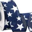Ribbli Patriotic Ribbon Wired Navy with White Star 1-1/2 Inch x 10 Yard Red White Blue Ribbon for Wreaths,Crafts,Big Bows,Gift Wrapping, 4th of July, Independence Day, Memorial Day