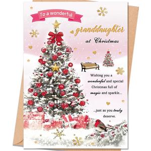 2 x Granddaughter Christmas Card Gift, Granddaughter Christmas Card from Grandma Grandpa