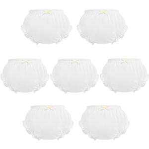7Pack Diaper Cover - Baby Bloomers,Cotton Underwear,Panties for Toddler Girls (2-3T, White)
