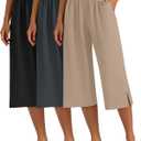 Locoowai 3 Pack Women's Capri Pants Capri Joggers Loose Cropped Workout Sweatpants Running Lounge Pants with Pockets (,)