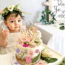 2 x JeVenis Wildflower Cake Toppers Wild One Flower Cake Decor First Birthday Cake Toppers for Floral Wild One Birthday Party Decoration Supplies (Golden 2)