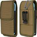 Phone Holster for Belt with Metal Clip and Magnetic Closure Compatible with iPhone 16/15/14/13/12 Pro and Non-Pro, Galaxy S25 S24 S23 S22 for Everyday Protection, M-Khaki