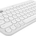 Logitech Pebble Keys 2 K380s, Multi-Device Bluetooth Wireless Keyboard with Customizable Shortcuts, Slim and Portable, Easy-Switch for Windows, macOS, iPadOS, Android, Chrome OS - Tonal White
