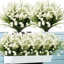 Artificial Flowers for Outdoors,20 Bundles UV Resistant Outdoor Fake Daffodil Flowers,Artificial Faux Plastic Outdoor Flowers Greenery Shrubs Plants for Indoor Outside Decor(White)