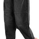 FTCayanz Women's Baggy Jeans Pull On Denim Joggers Elastic Waist Casual Harem Pants with Pockets, Large