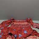 Women's Long Maxi Dress Sexy Off Shoulder Floral Dress Ruffle Short Sleeve Smocked Flowy A Line Boho Dress, XL, Red Floral