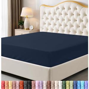 Utopia Bedding Queen Fitted Sheet - Bottom Sheet - Deep Pocket - Soft Microfiber - Shrinkage and Fade Resistant - Easy Care -1 Fitted Sheet Only (Navy)