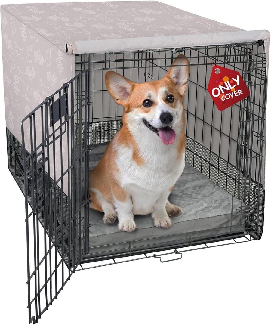 Explore Land Breathable Dog Crate Cover - 4 Sides Mesh Ventilation, Basic Pet Kennel Cover, All Sides Open, Universal Fit for 1 2 3 Doors 30 inches Wire Dog CrateDog Print