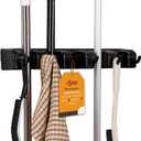 Heavy Duty ABS Plastic Broom Holder with 5 Slots and 6 Hooks | Wall Mount Mop and Broom Hanger | Waterproof Broom Organizer with Screws| Wall Mount Tool Organizer for Garage Storage