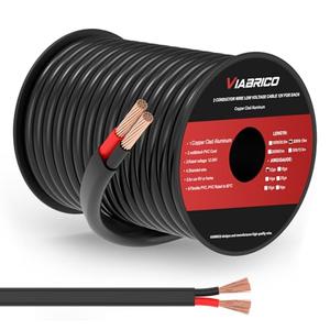 12 Gauge Wire 2 Conductor Electrical Wire, 12 AWG 3.3mm² Wire PVC Cord, 12V/24V DC Low Voltage/Copper Clad Aluminum/Flexible/2 for Automotive LED Strips Lamp Lighting Marine(9.1M/30FT)