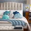 Ashler 3D Throw Pillows Shell Shaped Accent Throw Pillow, Soft Velvet Insert Included Cushion for Couch Bed Living Room, Pack of 1, Light Blue, 14 X 11 inches