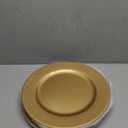 Okllen 12 Pack Plastic Gold Charger Plates, 13" Round Beaded Charger Plates for Wedding, Catering Event, Tabletop Decor